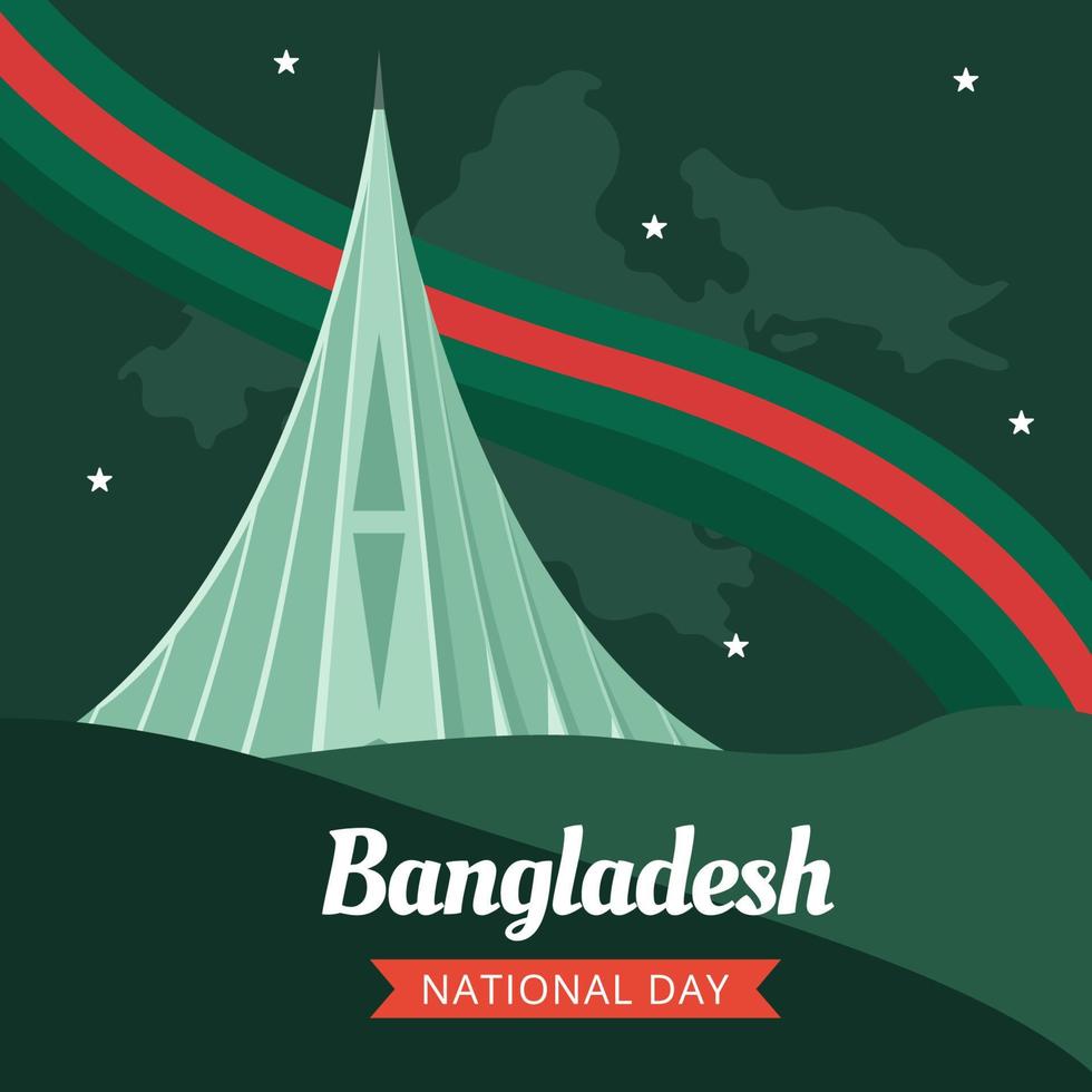 Happy Independence Bangladesh Day Social Media Background Illustration Cartoon Hand Drawn Templates vector