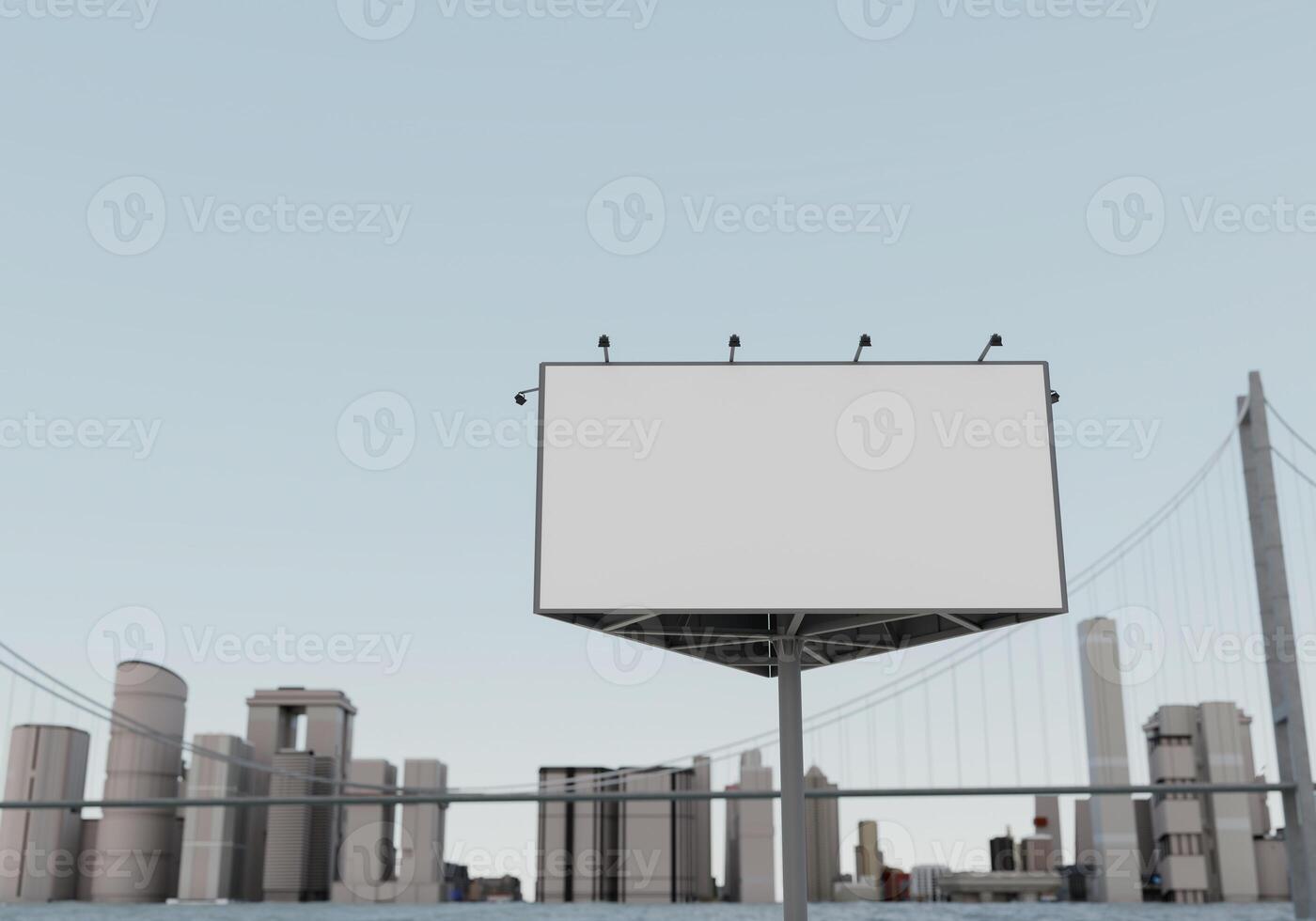 3D mockup blank billboard in downtown rendering photo