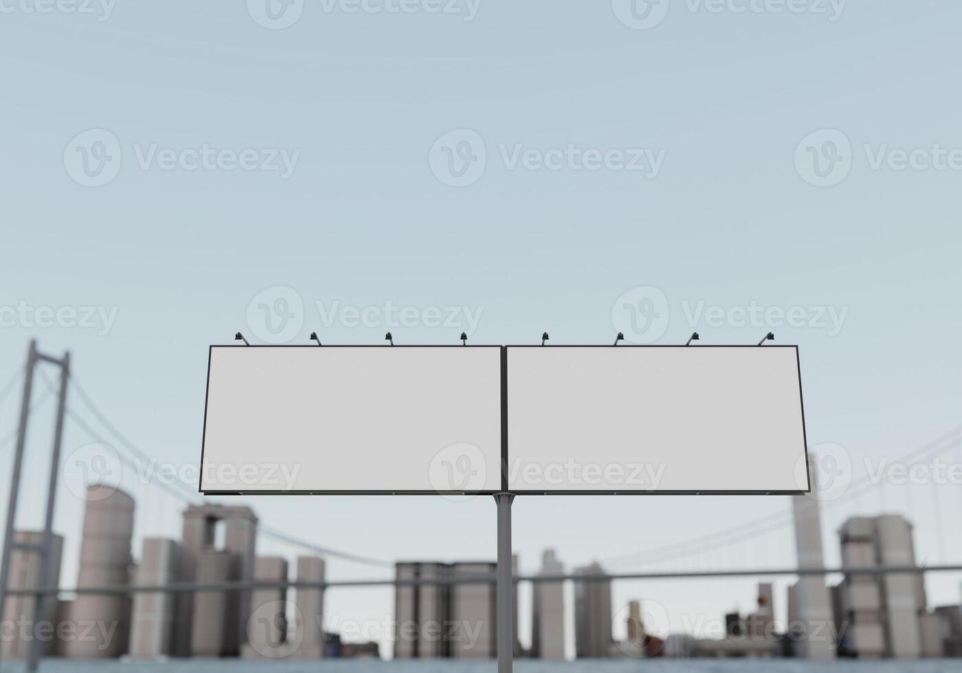 3D mockup blank billboard in downtown rendering photo