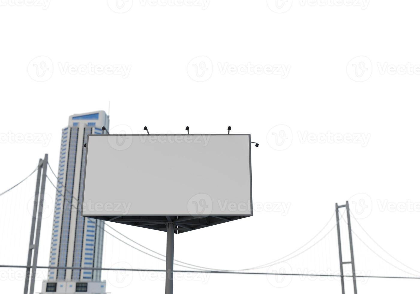 3D mockup blank billboard in downtown rendering photo