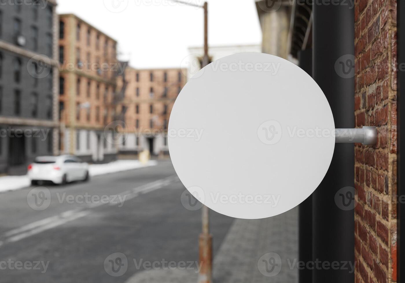 3D mockup blank billboard in downtown rendering photo