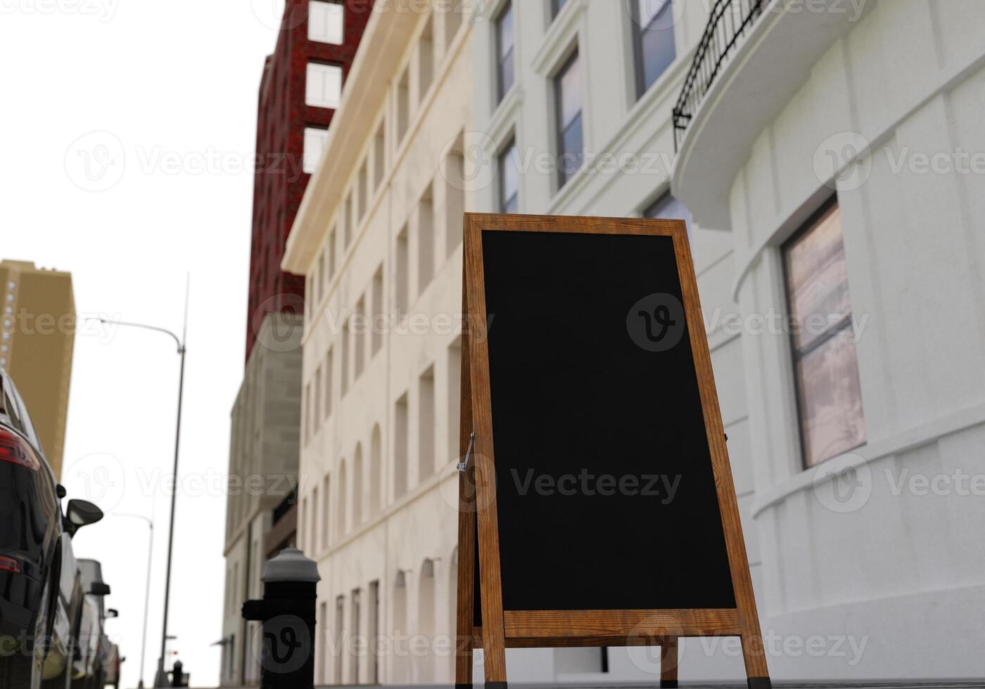 3D mockup blank billboard in downtown rendering photo
