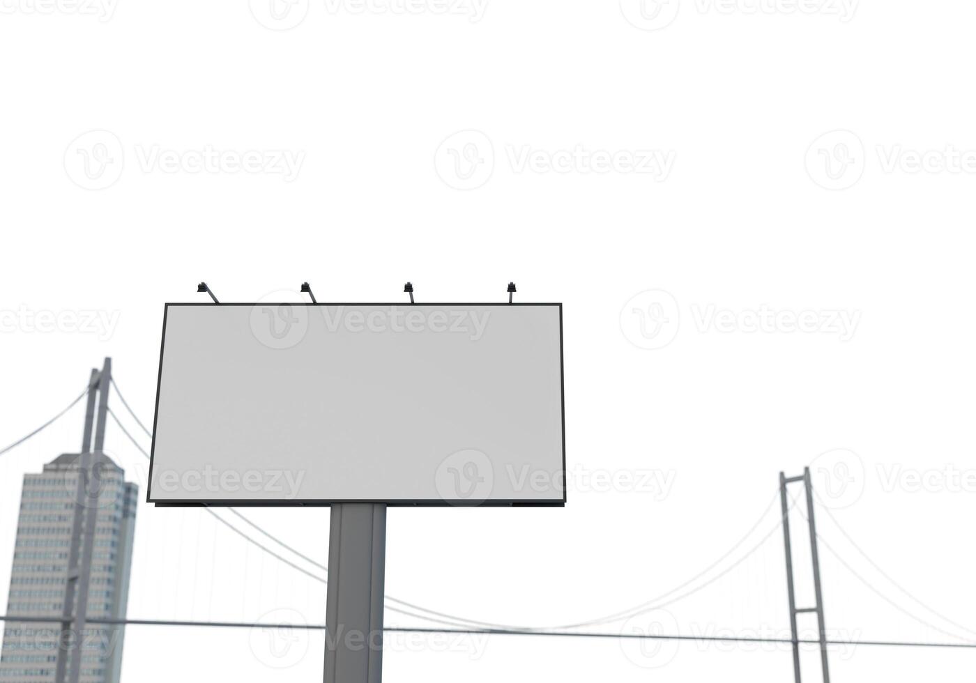 3D mockup blank billboard in downtown rendering photo