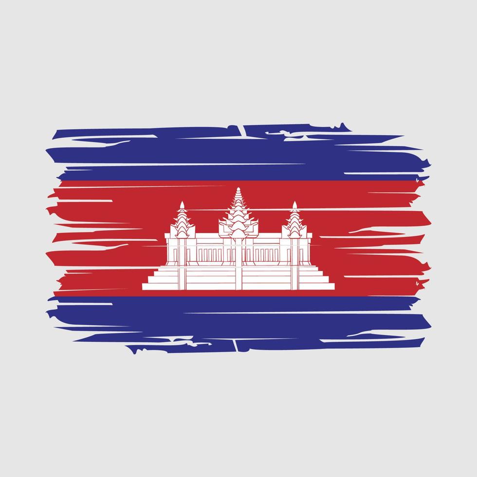 vector de pincel de bandera de camboya