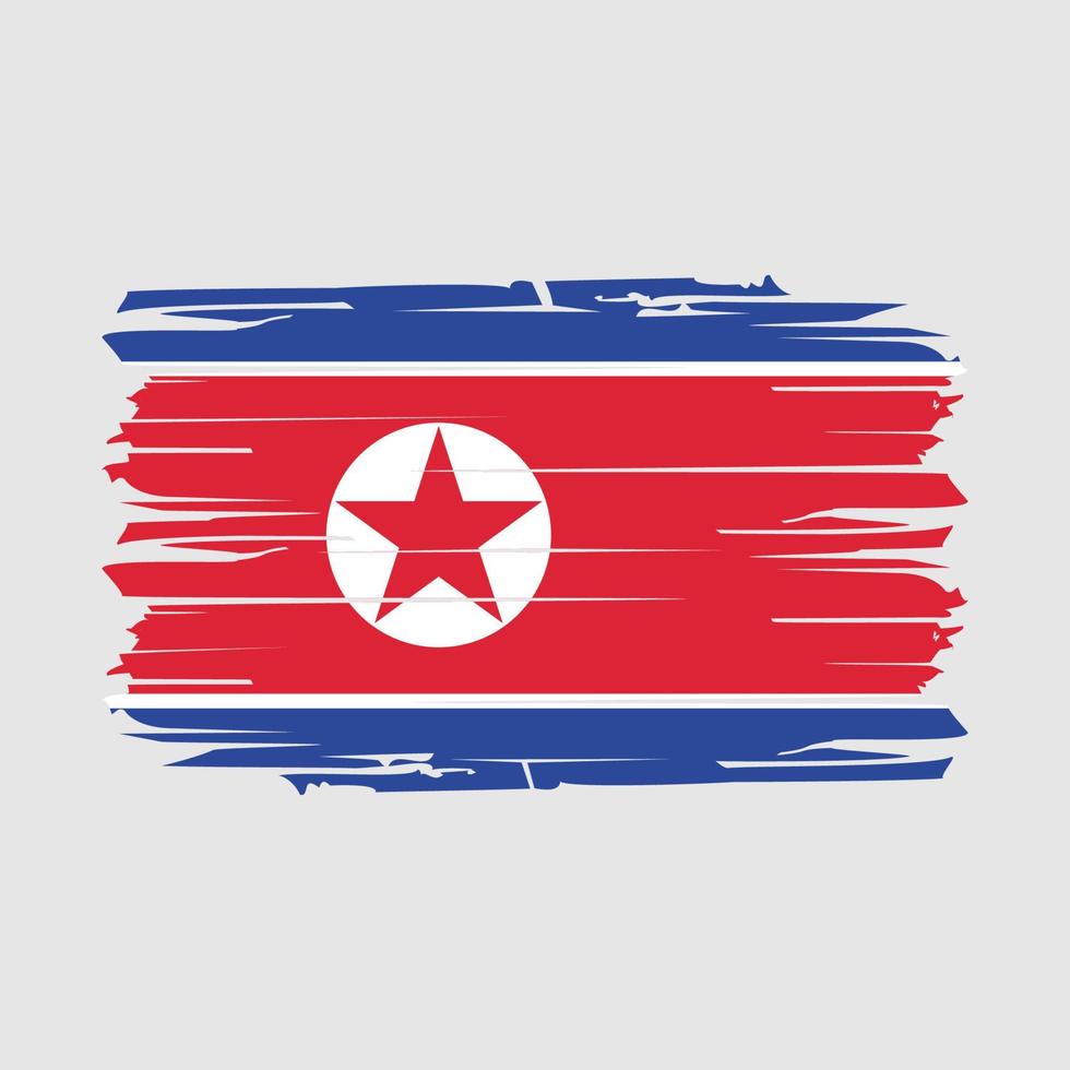 North Korea Flag Brush Vector
