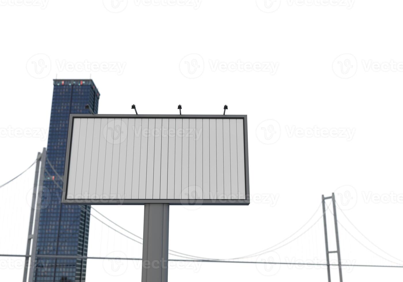 3D mockup blank flip billboard in downtown rendering photo