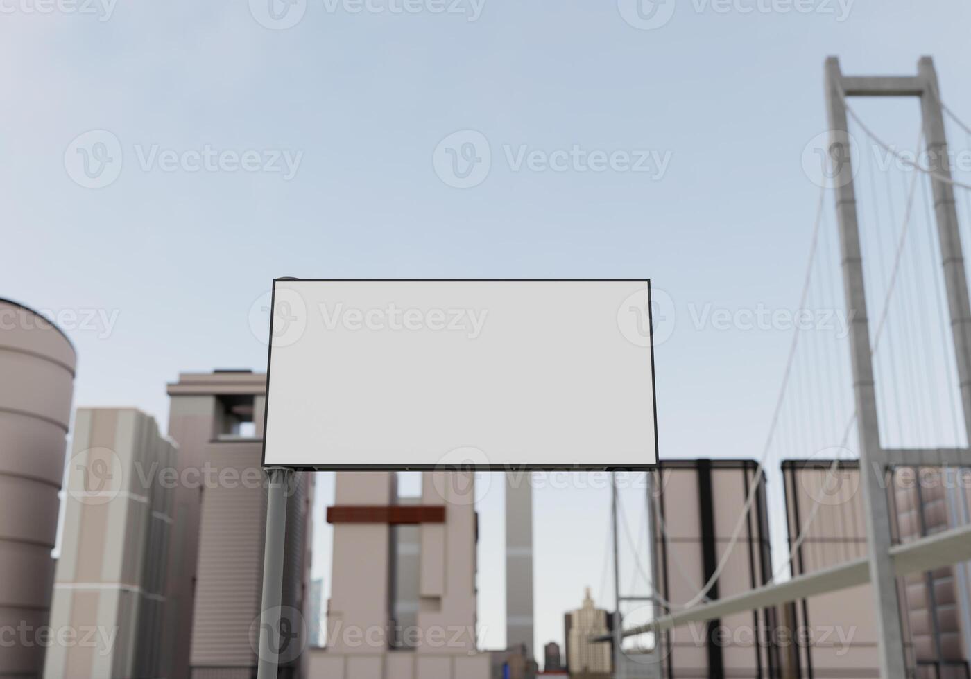 3D mockup blank billboard in downtown rendering photo