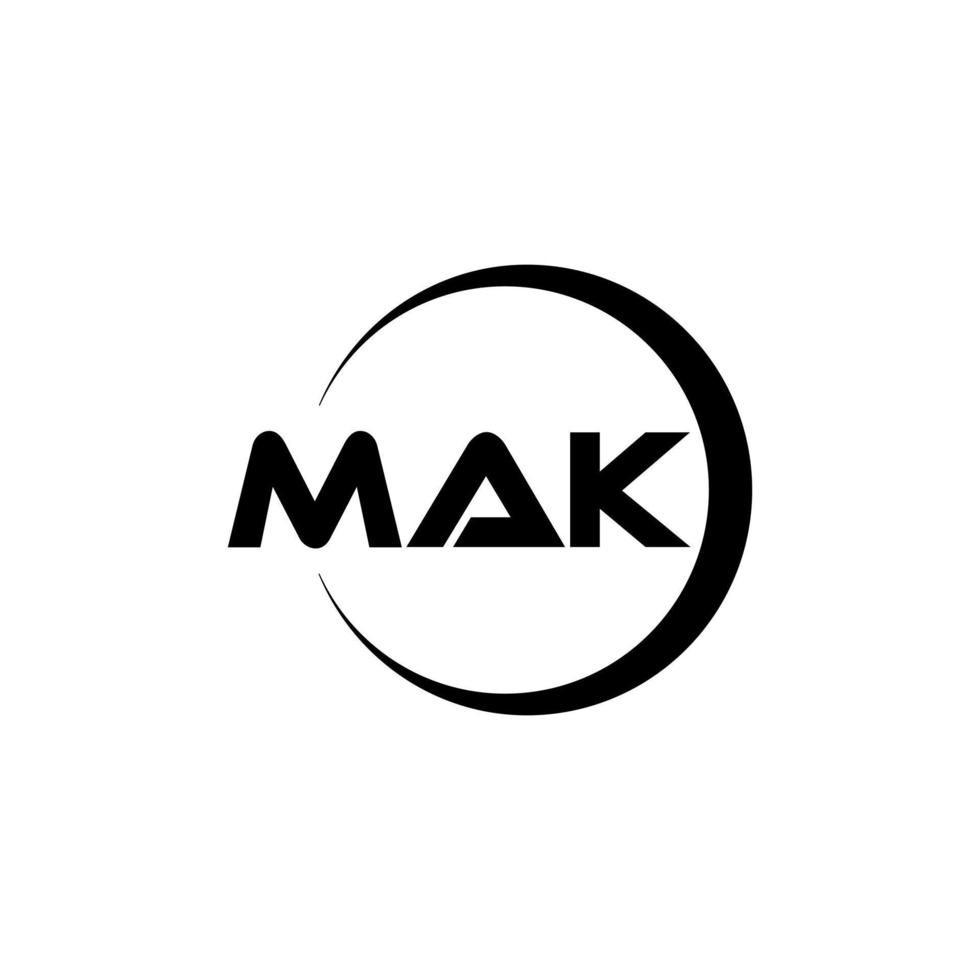 MAK letter logo design in illustration. Vector logo, calligraphy designs for logo, Poster, Invitation, etc.