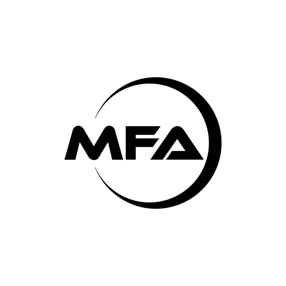 MFA letter logo design in illustration. Vector logo, calligraphy designs for logo, Poster, Invitation, etc.