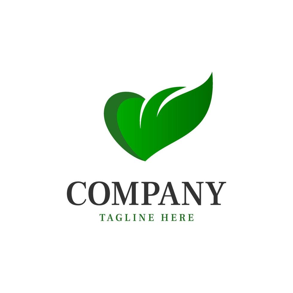 love shape nature leaf green logo vector