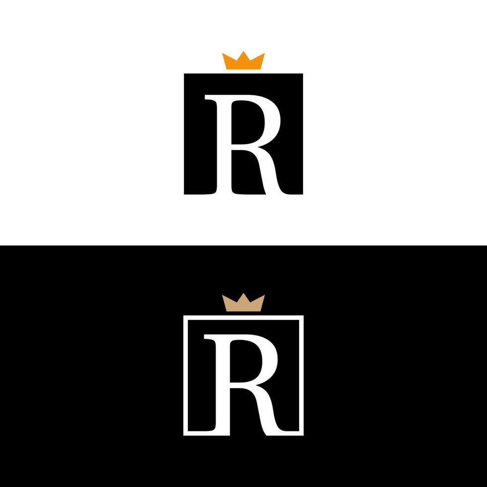 lujo moderno letra r real logo corona vector