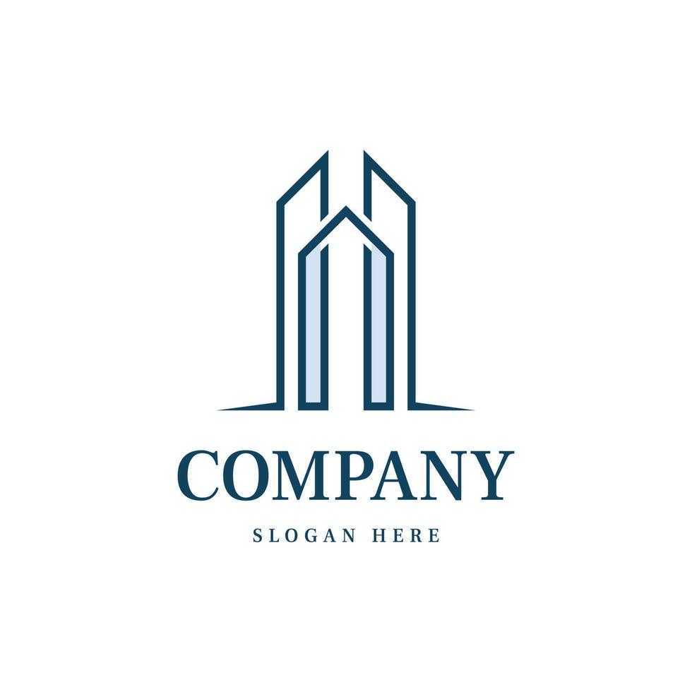 minimal business logo building line vector