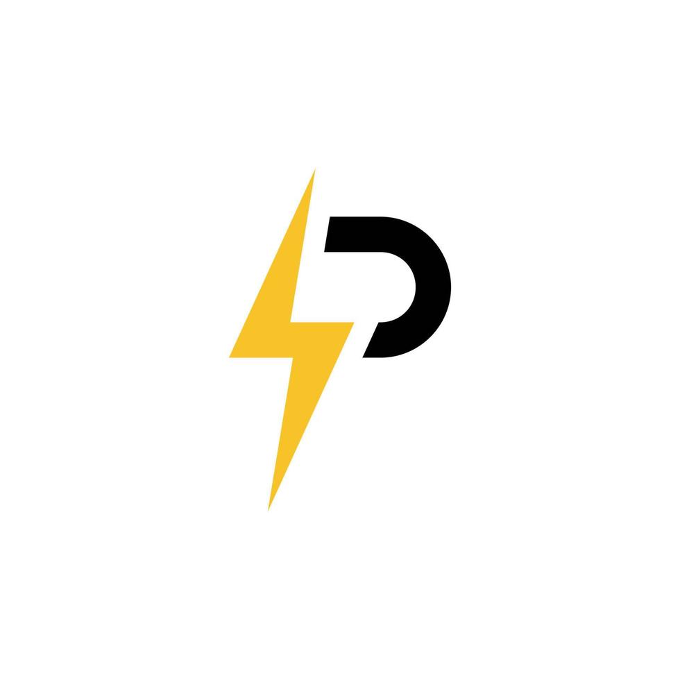 letter p lightning power logo vector