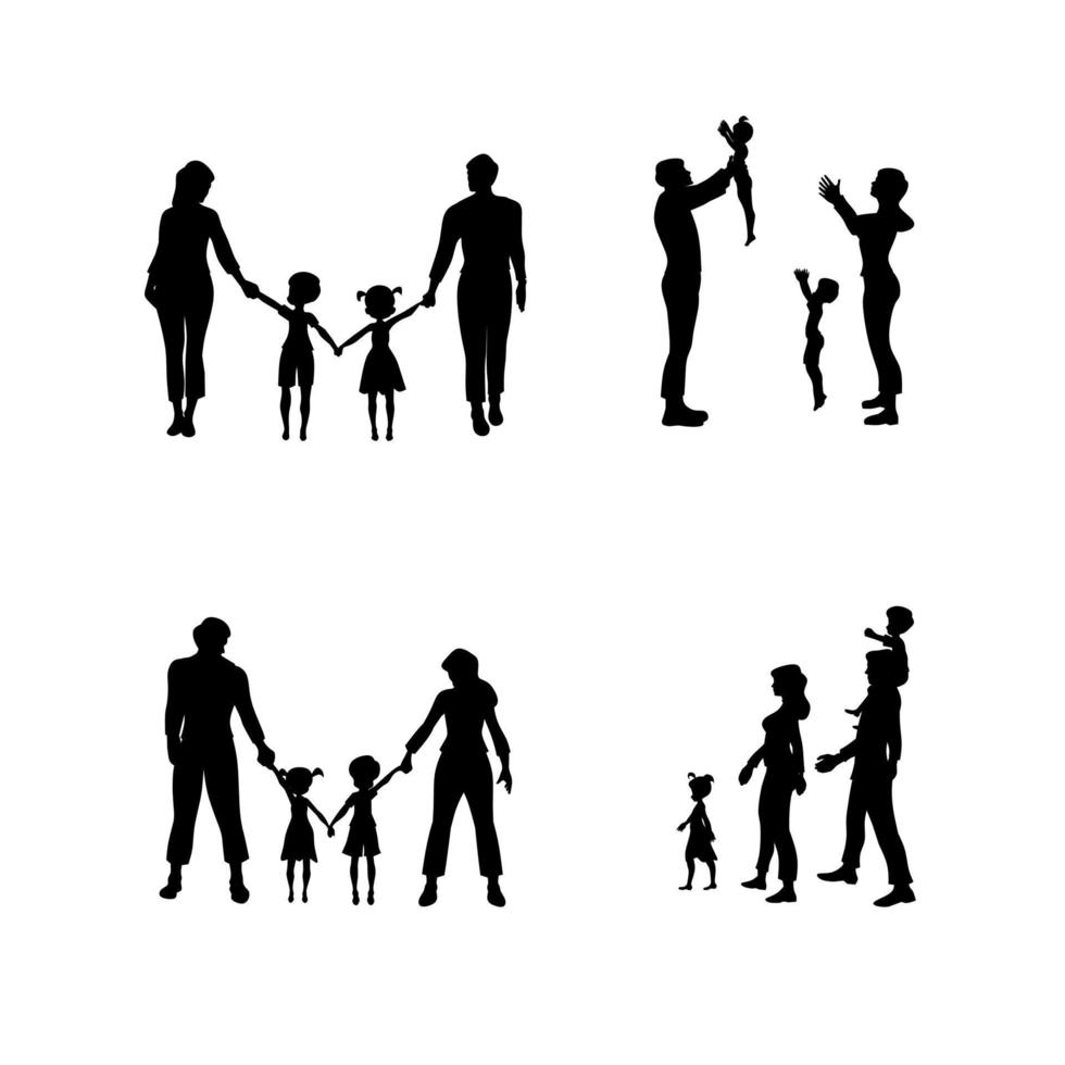 family silhouette set illustration design vector