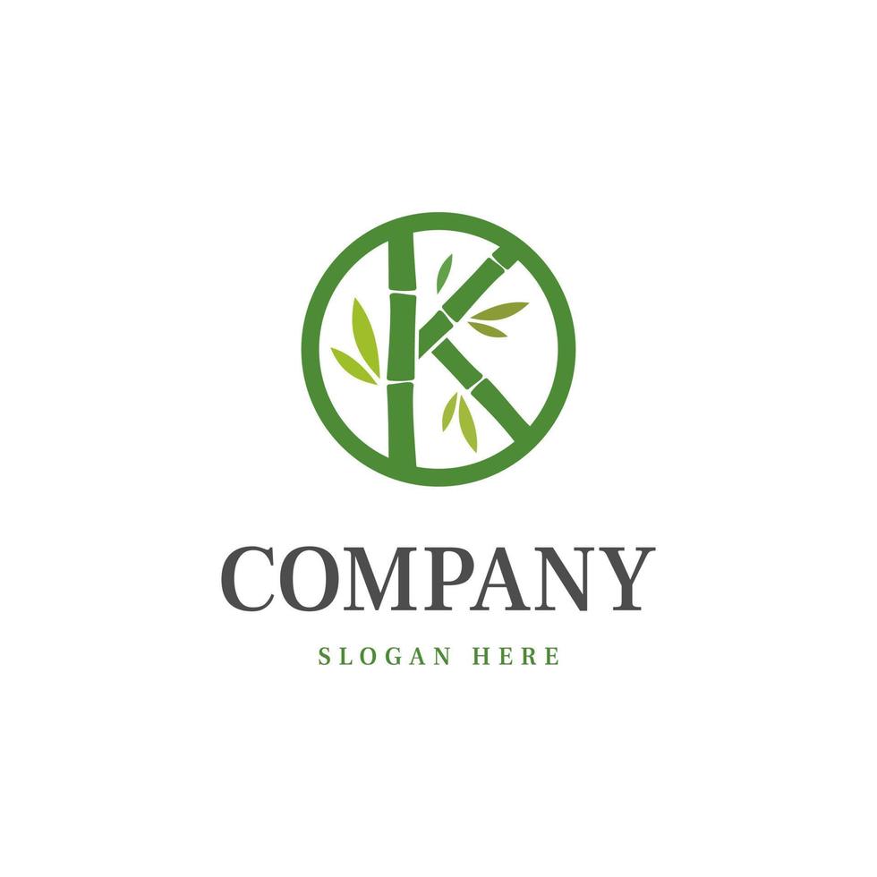 letter k bamboo logo circle vector