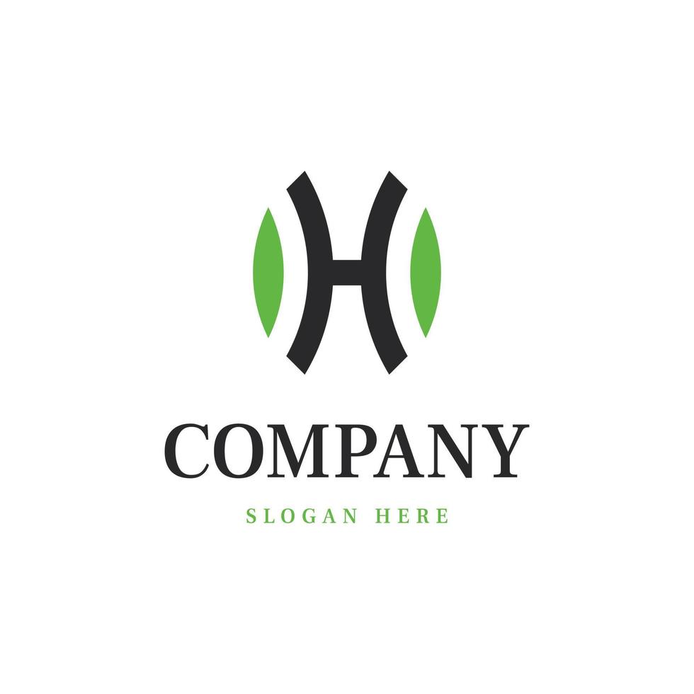 letter h leaf nature logo vector