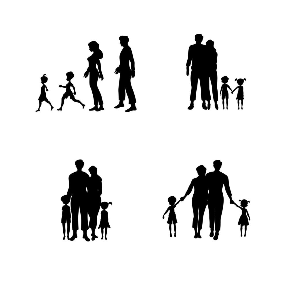 familia silueta conjunto ilustración diseño vector