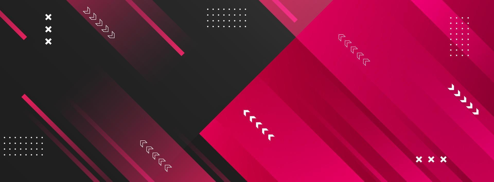 banner backgrounds. full of colors, geometric effect gradations pink and black vector