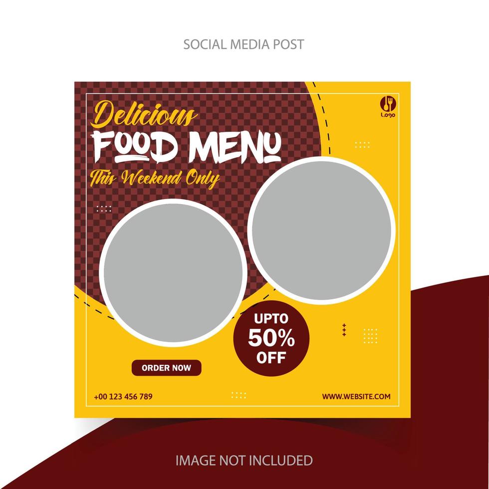Fast Food Social Media post template, Chicken Burger Social Media Post Template Design vector