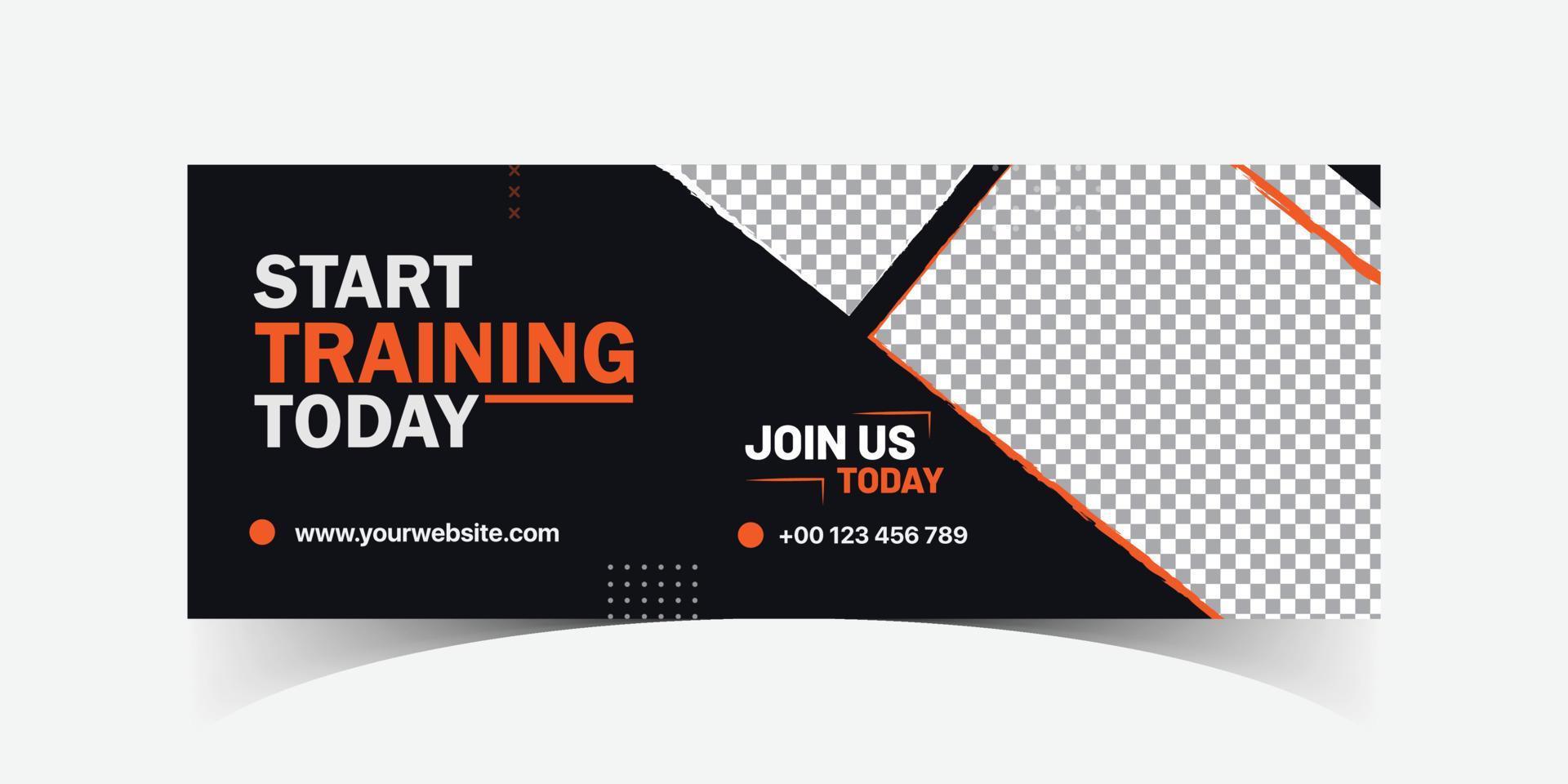 Gym social media banner, cover template vector