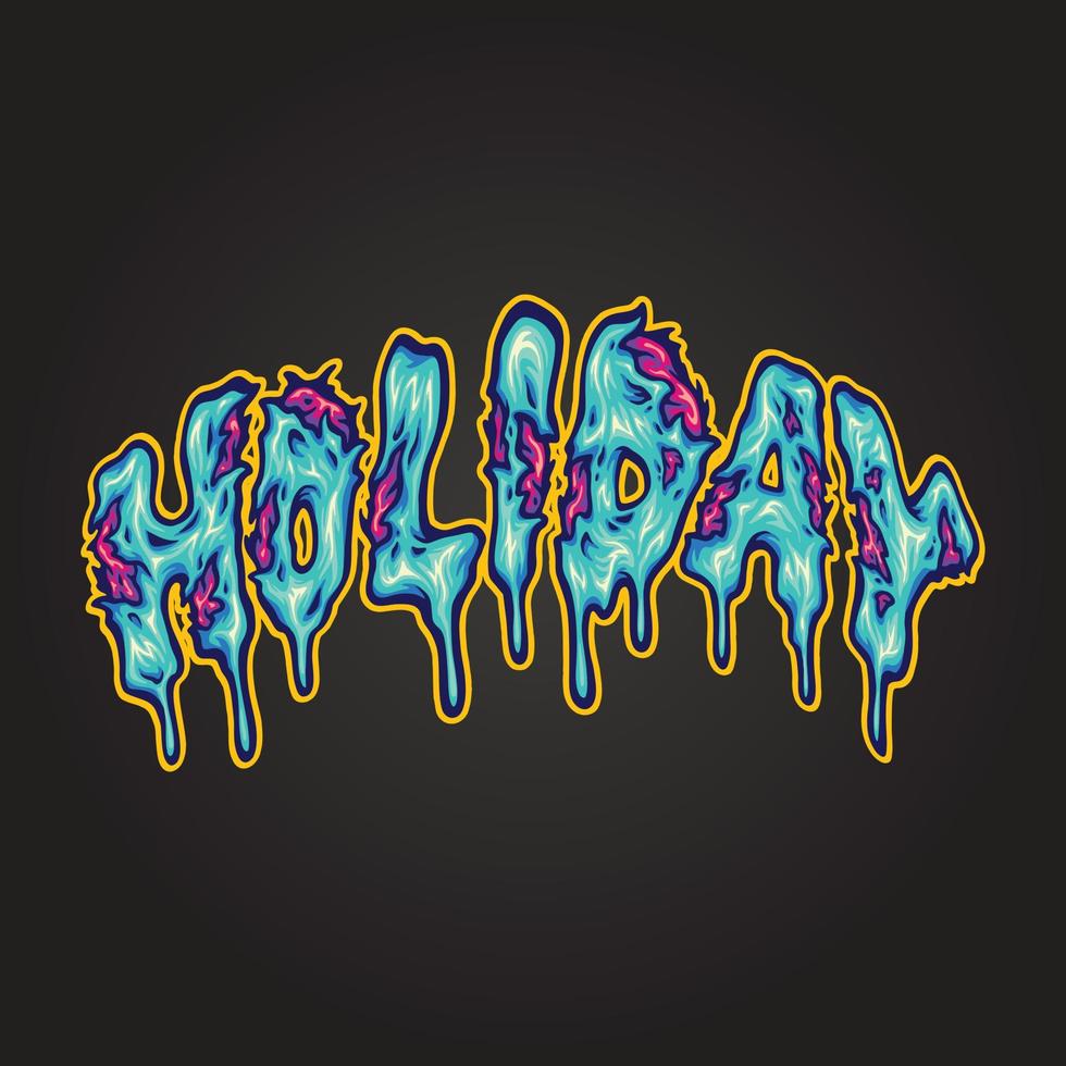 Creepy melted word holiday hand lettering text vector illustrations for your work logo, merchandise t-shirt, stickers and label designs, poster, advertising business company brands