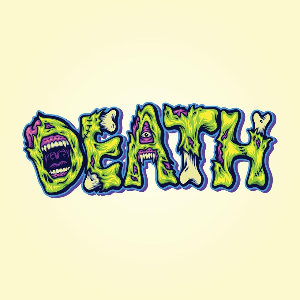 Death word zombie bone lettering text vector illustrations for your work logo, merchandise t-shirt, stickers and label designs, poster, greeting cards advertising business company