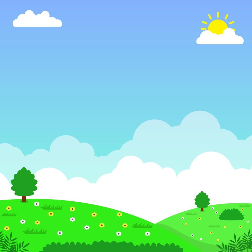 colinas paisaje con azul cielo y verde césped vector ilustración