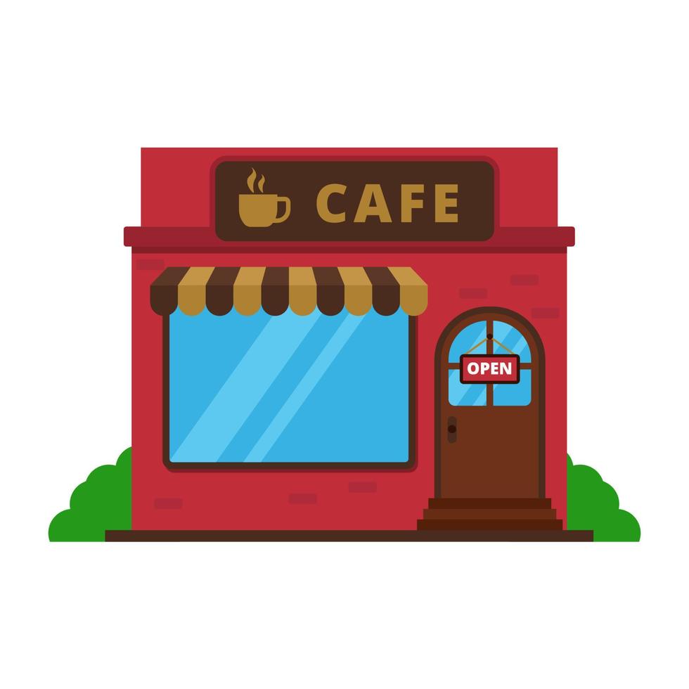 Cafe building vector in flat style isolated on white background