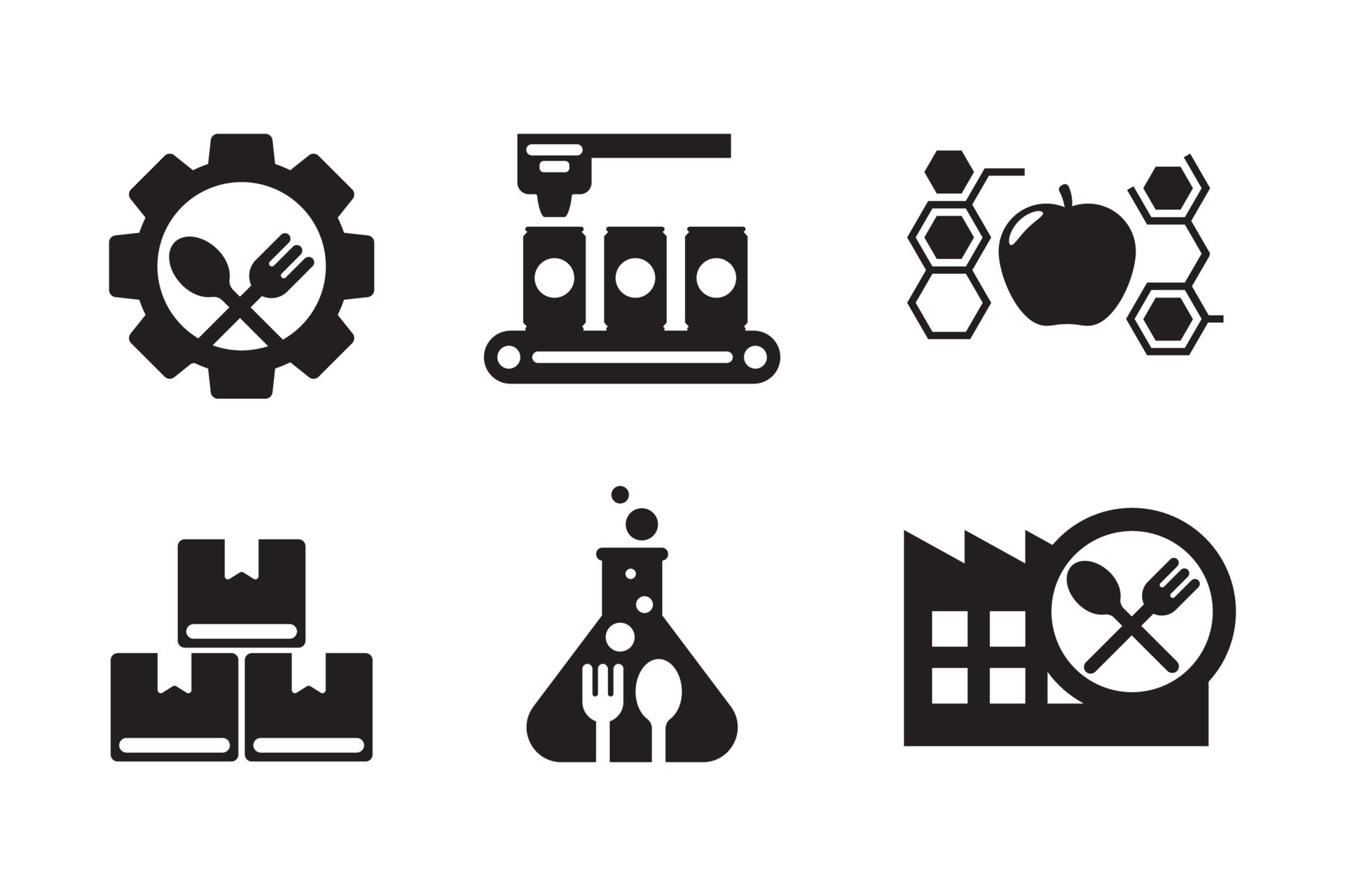 Set Of Food Industry Icons In Black Design Isolated On White Background set-of-food-industry-icons-in-black-design-isolated-on-white-background