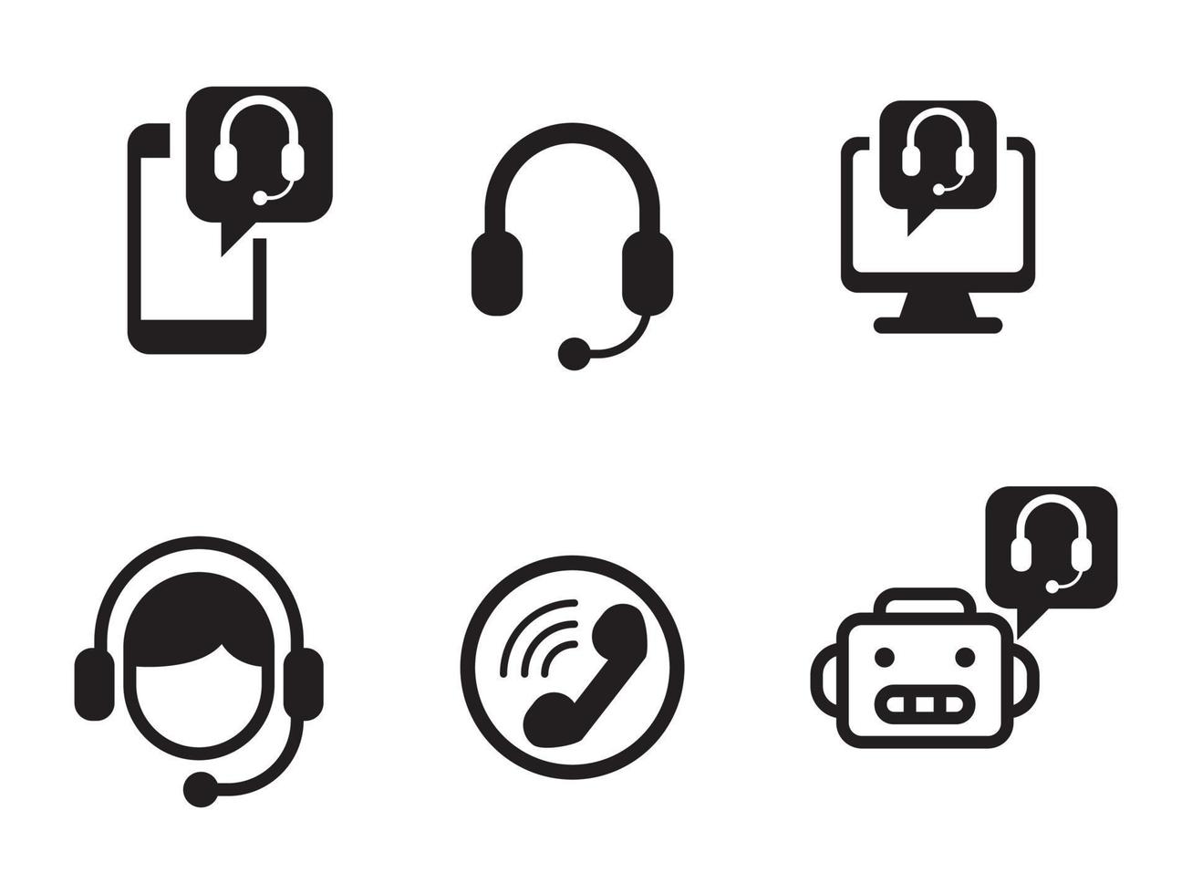 Set of customer service icons in black style isolated on white background vector
