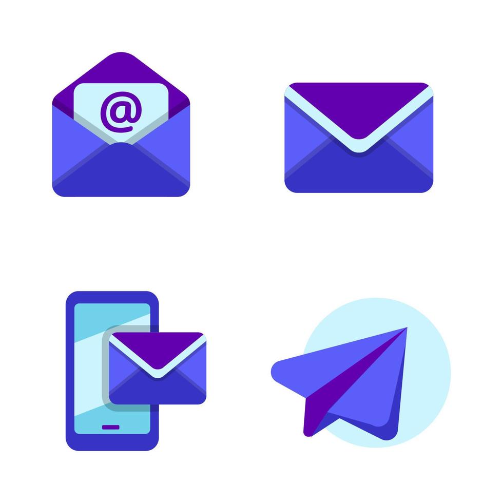 Set of email icons with colorful design isolated on white background vector