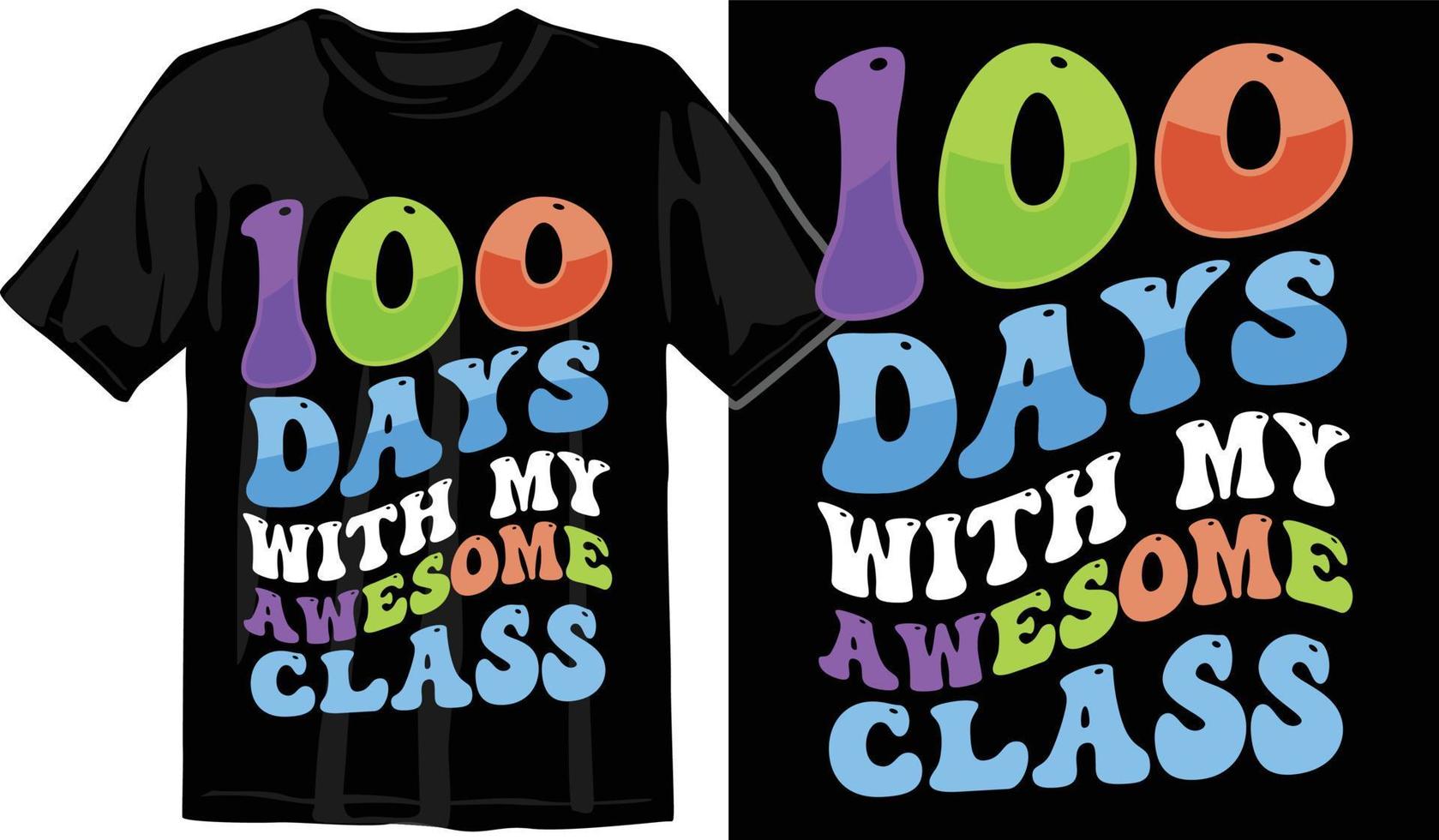 100 días de escuela, diseño de camiseta de cien días, camiseta de celebración de 100 días vector