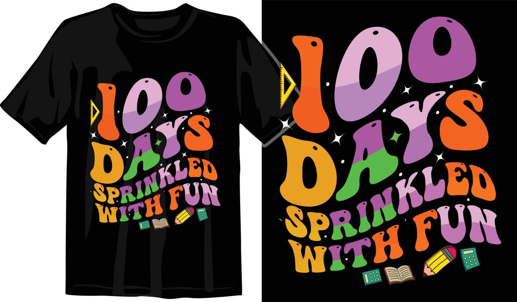 100 días de escuela, diseño de camiseta de cien días, camiseta de celebración de 100 días vector