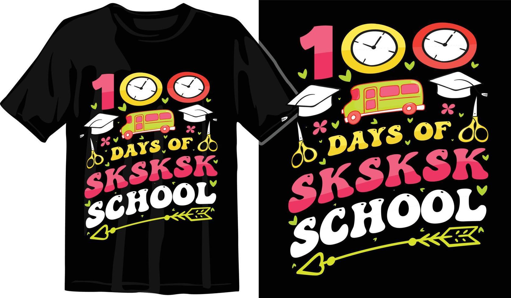 100 días de escuela, diseño de camiseta de cien días, camiseta de celebración de 100 días vector