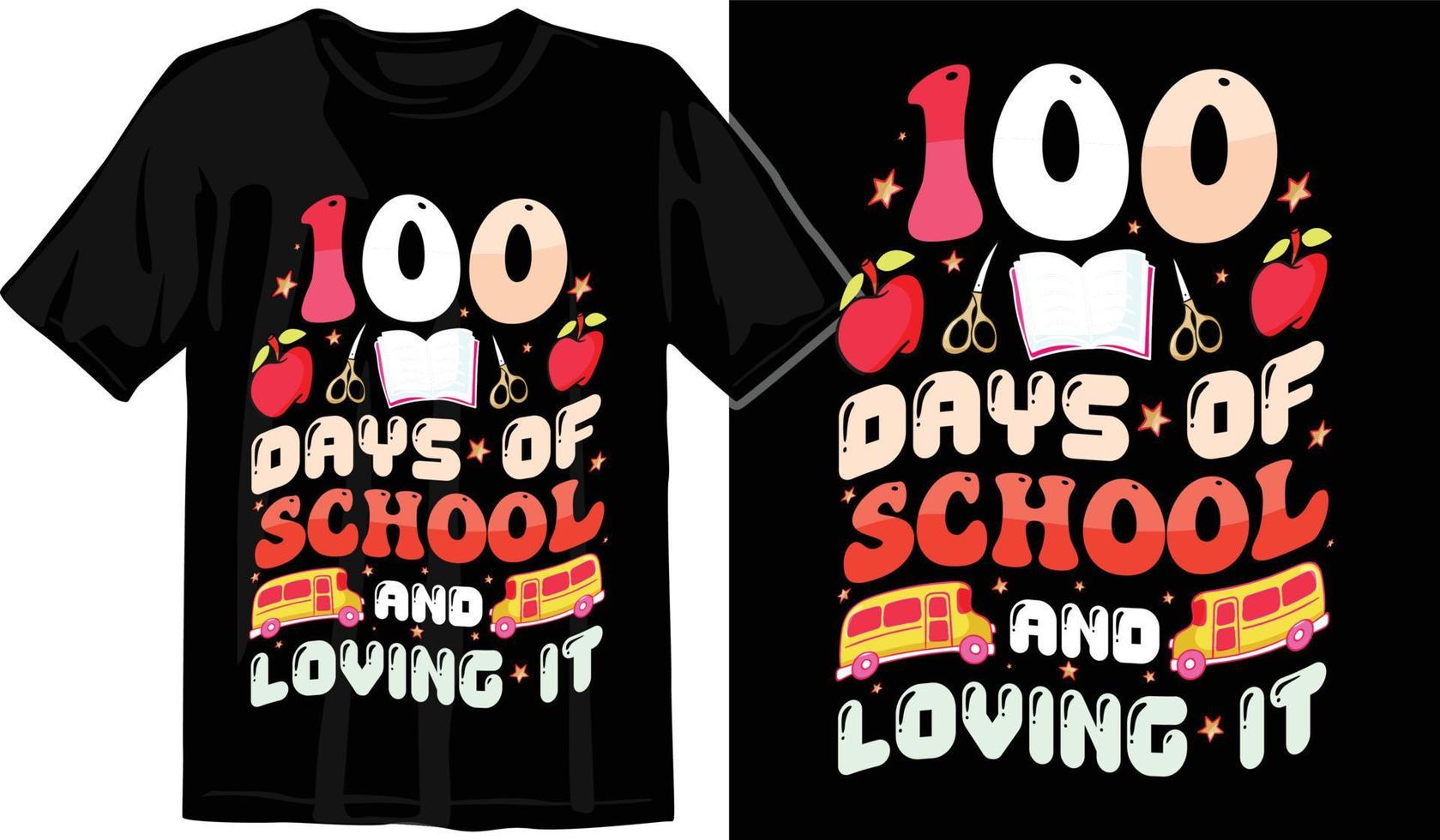 100 días de escuela, diseño de camiseta de cien días, camiseta de celebración de 100 días vector