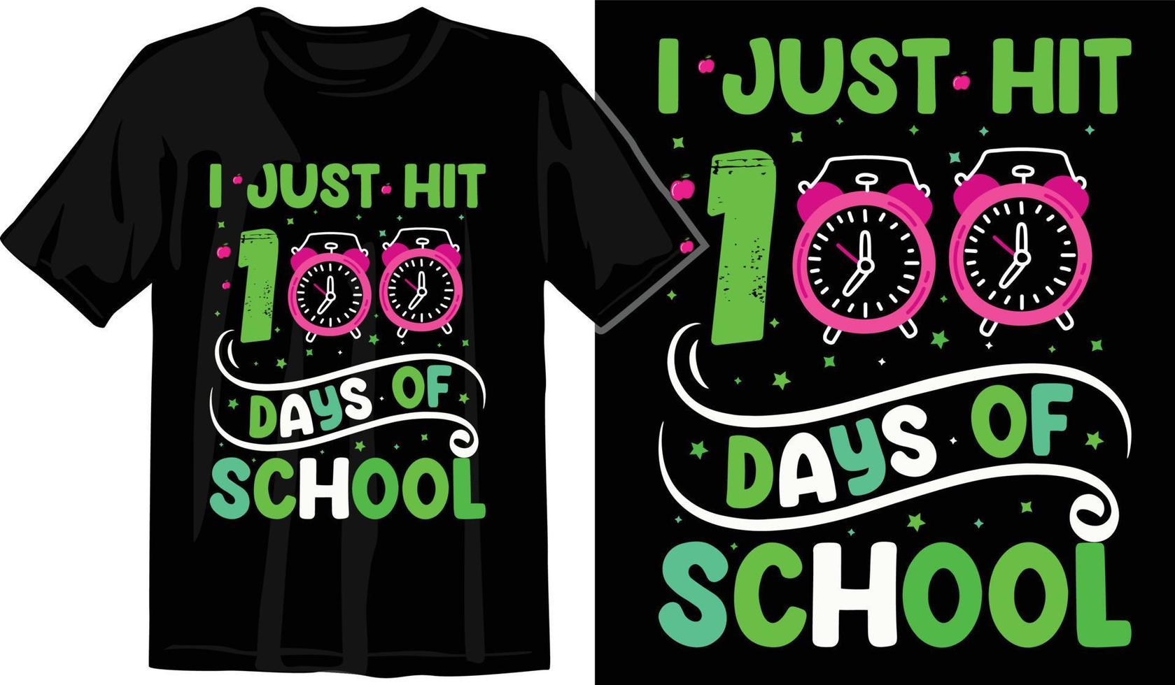 100 días de escuela, diseño de camiseta de cien días, camiseta de celebración de 100 días vector