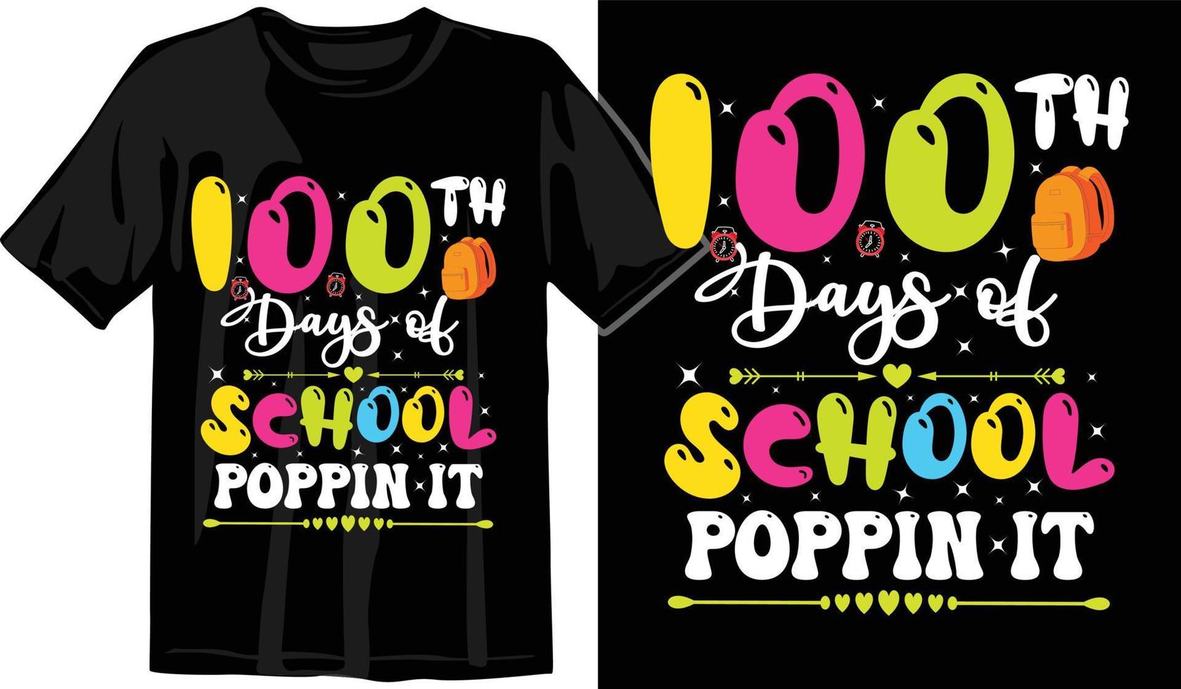 100 días de escuela, diseño de camiseta de cien días, camiseta de celebración de 100 días vector