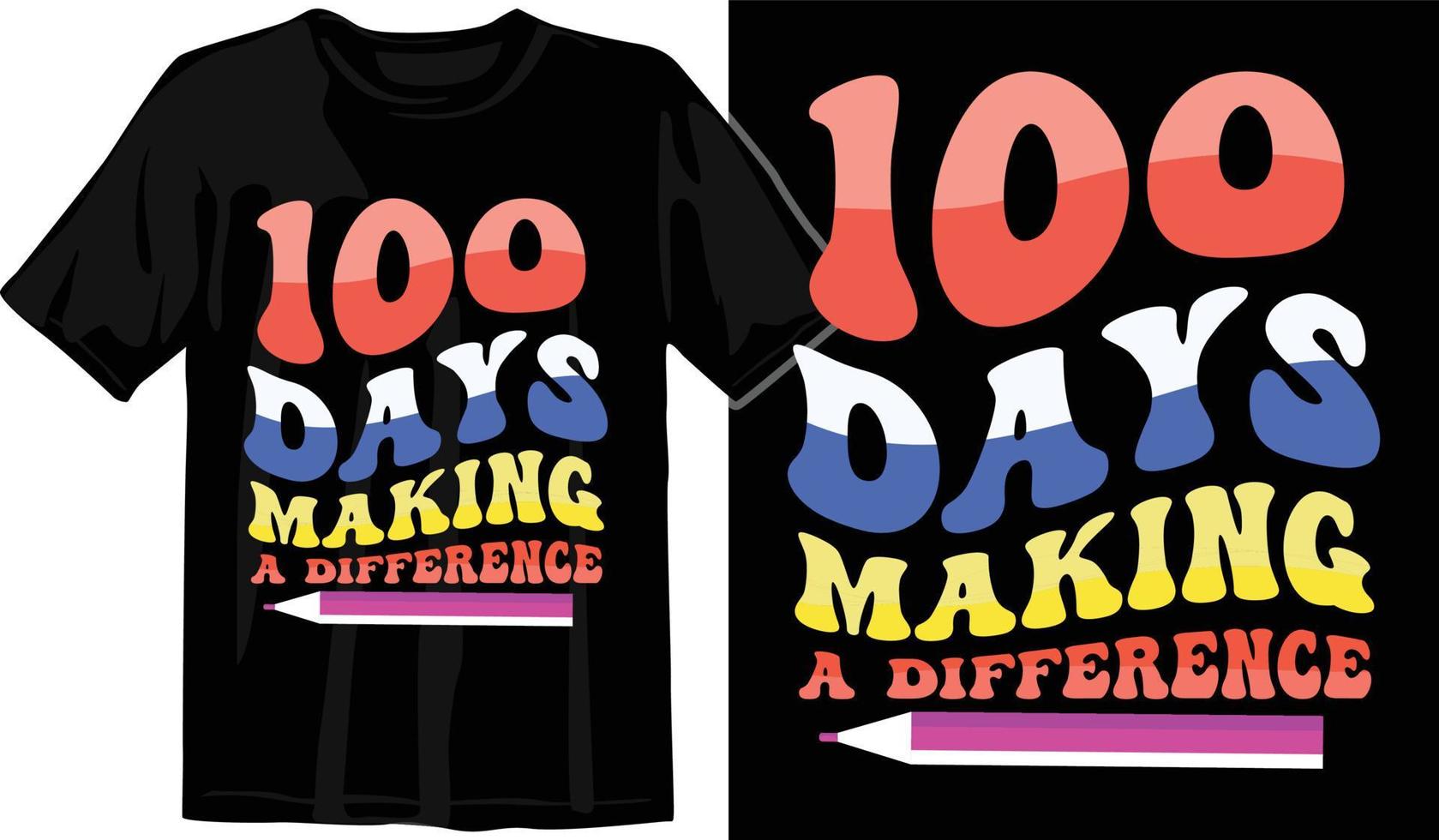 100 días de escuela, diseño de camiseta de cien días, camiseta de celebración de 100 días vector