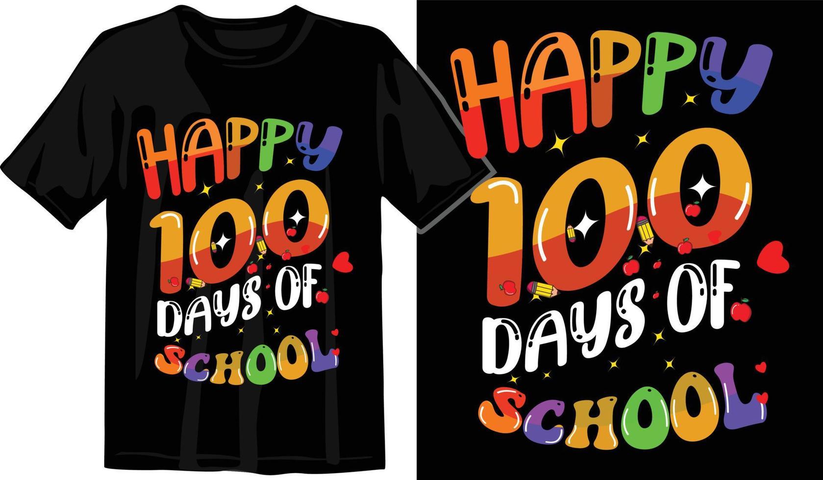 100 días de escuela, diseño de camiseta de cien días, camiseta de celebración de 100 días vector