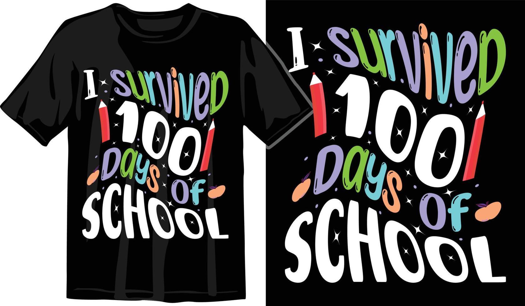 100 días de escuela, diseño de camiseta de cien días, camiseta de celebración de 100 días vector