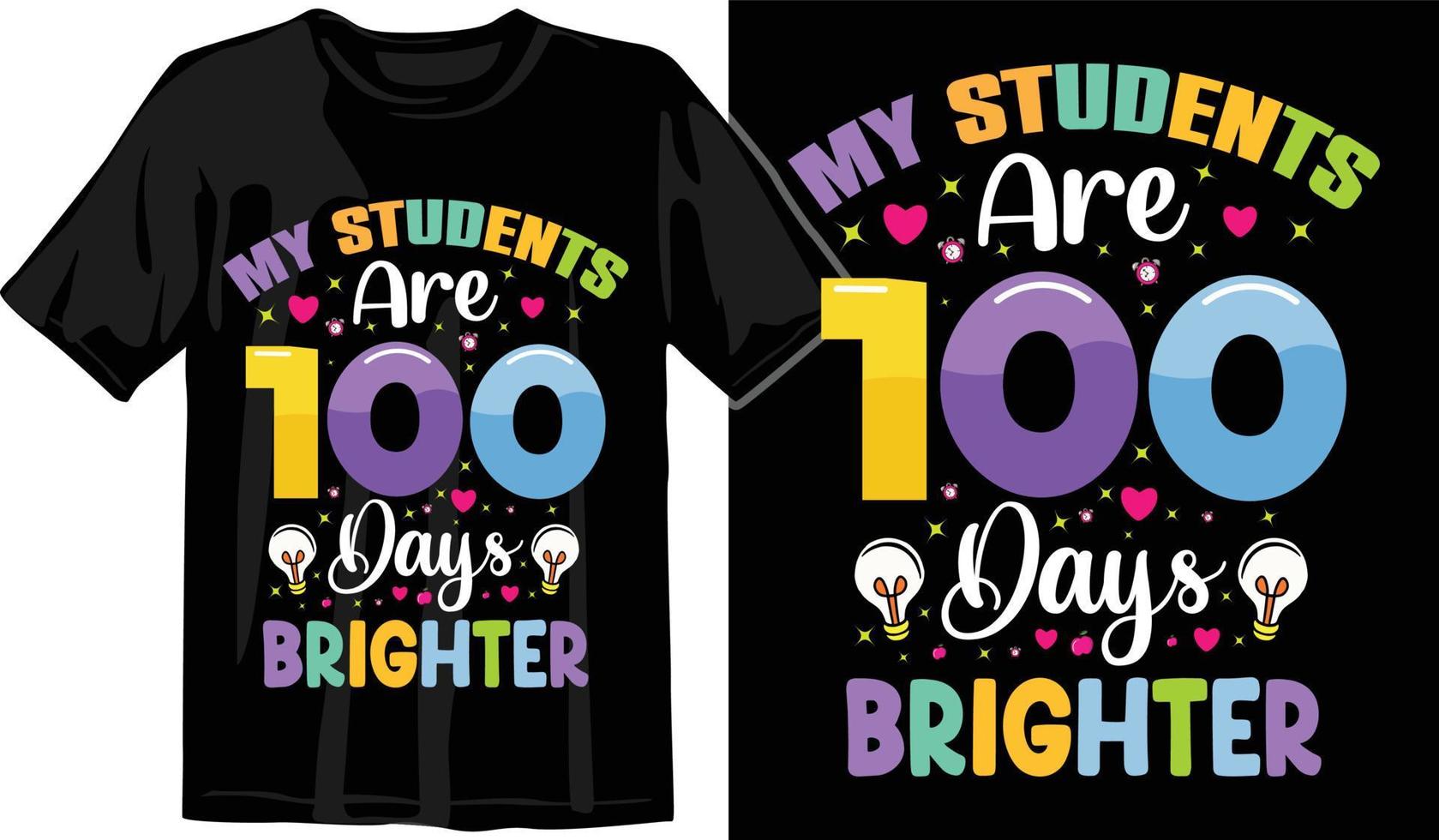 100 días de escuela, diseño de camiseta de cien días, camiseta de celebración de 100 días vector