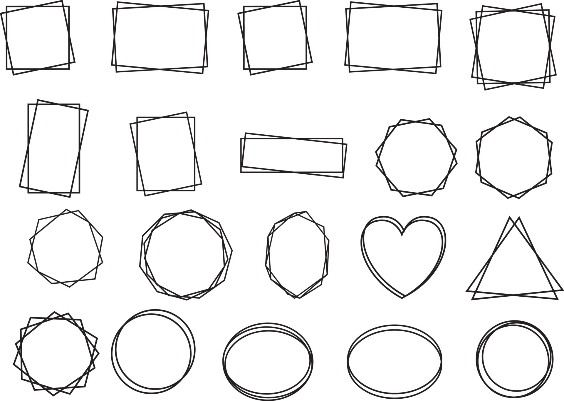 Double Frame SVG,Square Frame Bundle,Double Border,Rectangle,Circle