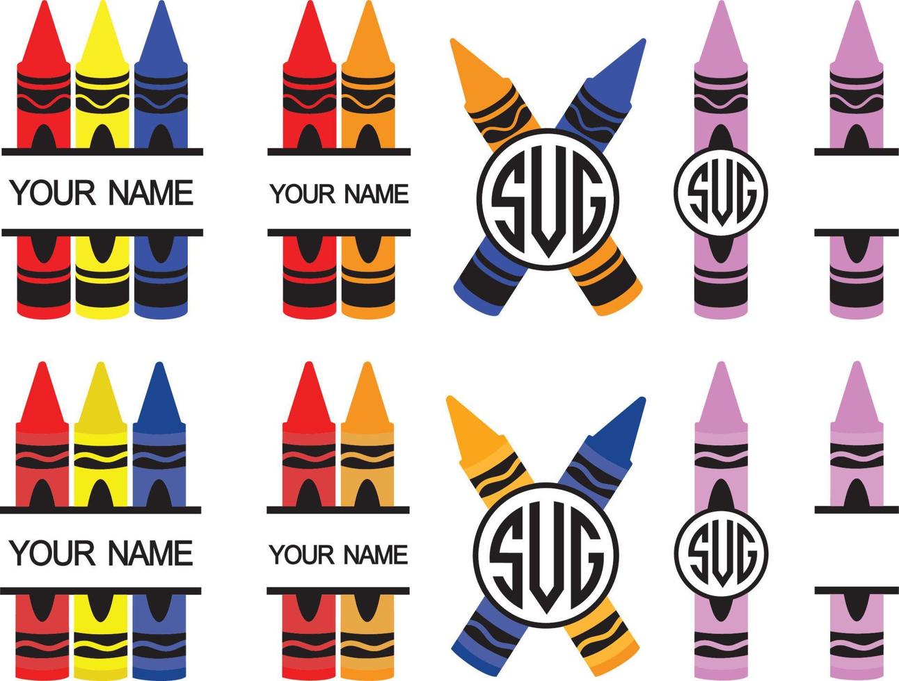 Crayon Svg, Crayon Label Svg, Pencil Svg, Crayon Split Monogram Svg, Crayon svg, Crayon Wrapper Svg, Crayon Cut File vector