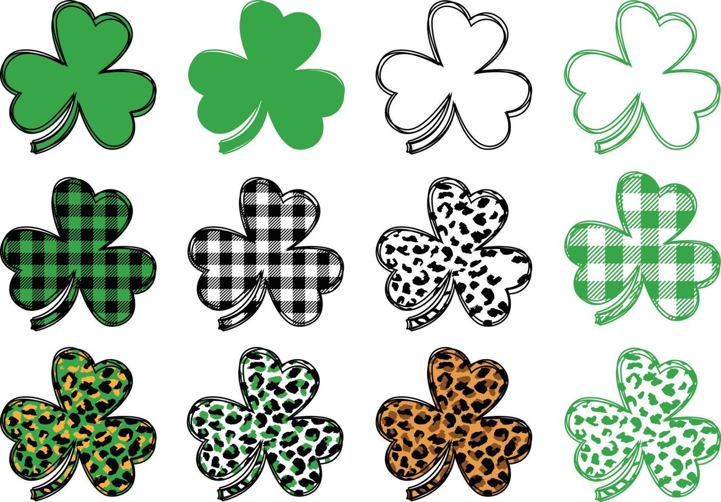 Shamrock Leaf SVG, Clover Leaf SVG, Leopard Shamrock Svg, St Patricks Day Svg, Shamrock Svg, Plaid Shamrock Svg, Cut File for Cricut and Silhouette vector