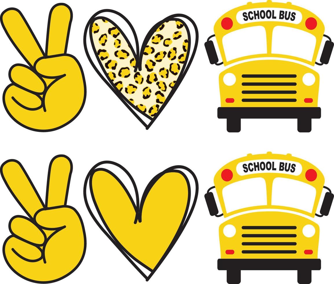 Peace Love School Bus Driver, Peace Love Bus, School, School Bus Svg, Png, Eps, Dxf. vector