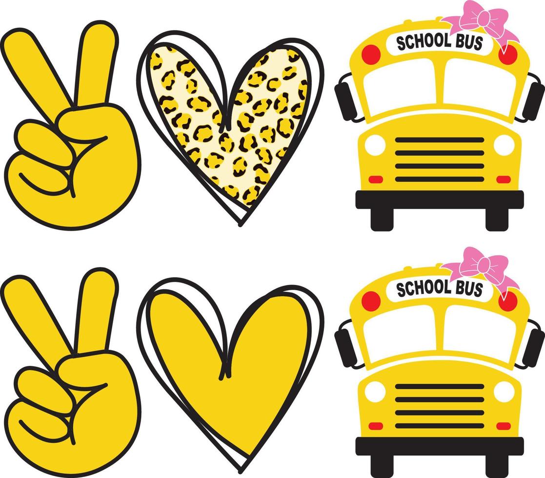 chool bus svg, school svg, back to school svg, peace love school bus leopard svg, school bus name frame split monogram svg, school png vector