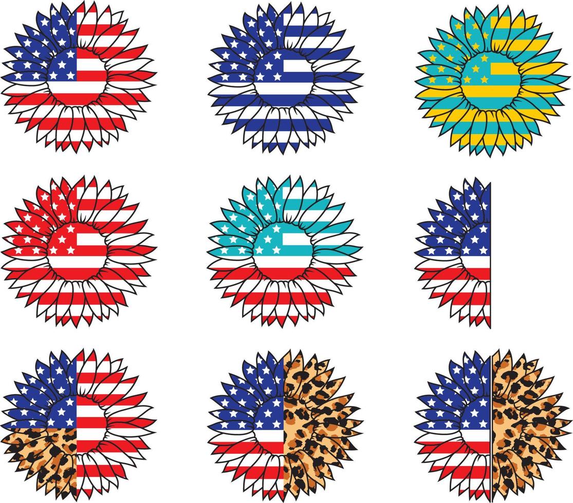 USA Sunflower SVG, American Flag SVG Sunflower Clipart, 4th of July svg