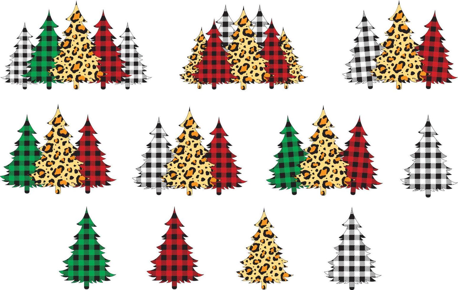 Buffalo Plaid Cheetah Tree svg Bundle, Leopard tree svg, Merry Christmas svg, Christmas Tree svg, Image Cut File, Cricut and Silhouette vector