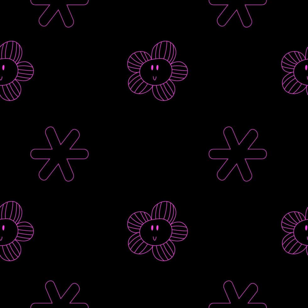 Rave psychedelic seamless pattern. Trippy background with surreal element. 90s style acid rave pattern vector