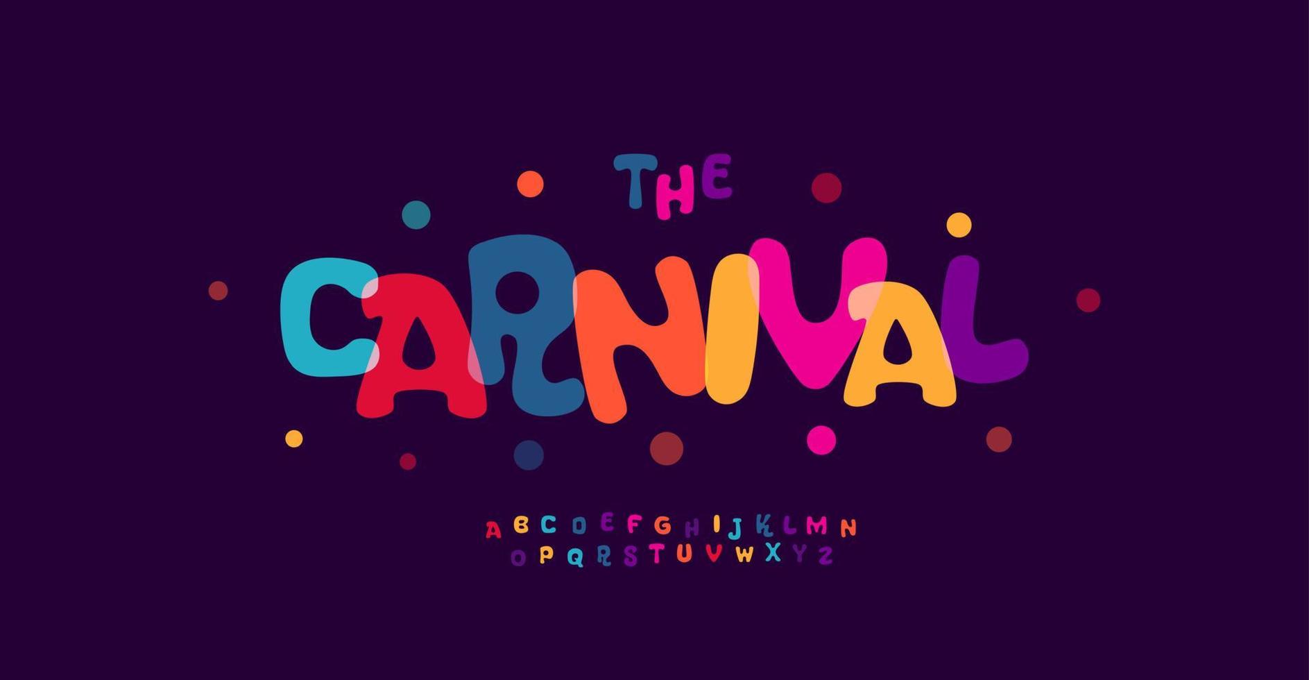 alfabeto colorido de carnaval, letras divertidas, fuente divertida del festival para el logotipo de fiesta brillante, titular mexicano, tipografía de cumpleaños y tarjetas de felicitación, frases de agradecimiento. diseño tipográfico vectorial vector